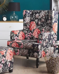 Beliani Nojatuoli Rahilla Kukkakuviollinen Musta Sandset Best Sale