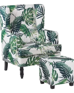 Beliani Nojatuoli Rahilla Lehtikuviollinen Vihrea Sandset Online