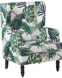 Beliani Nojatuoli Rahilla Lehtikuviollinen Vihrea Sandset Online