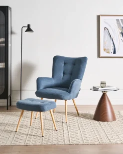 Beliani Nojatuoli Rahilla Sametti Tummansininen Vejle New