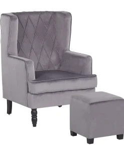 Beliani Nojatuoli Rahilla Samettinen Harmaa Sandset Online