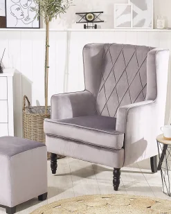 Beliani Nojatuoli Rahilla Samettinen Harmaa Sandset Online