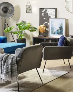 Beliani Nojatuoli Sametti Harmaa Narken Shop