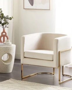 Beliani Nojatuoli Sametti Kermanvalkoinen Sirkka Best Sale