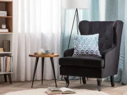 Beliani Nojatuoli Sametti Musta Alta Store