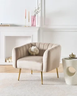 Beliani Nojatuoli Sametti Ruskeanharmaa Laconia Sale