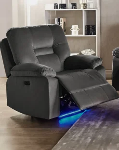 Beliani Nojatuoli Sametti Sahkosaadettava Tummanharmaa Bergen Shop