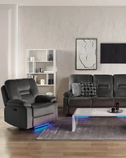 Beliani Nojatuoli Sametti Sahkosaadettava Tummanharmaa Bergen Shop