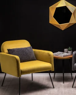 Beliani Nojatuoli Sametti Sinapinkeltainen Narken Sale