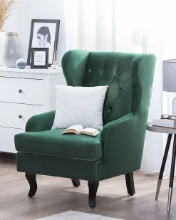 Beliani Nojatuoli Sametti Tummanvihrea Alta Outlet