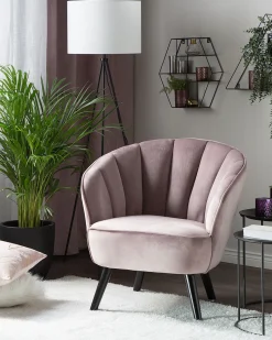 Beliani Nojatuoli Sametti Vaaleanpunainen Dala Outlet