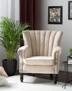 Beliani Nojatuoli Samettinen Beige Svedala Store