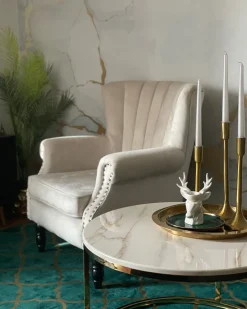 Beliani Nojatuoli Samettinen Beige Svedala Store