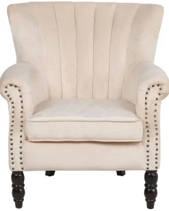 Beliani Nojatuoli Samettinen Beige Svedala Store