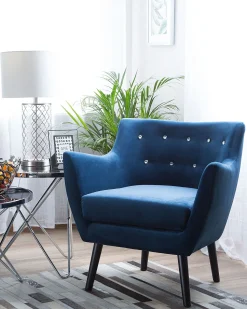 Beliani Nojatuoli Samettinen Sininen Drammen New