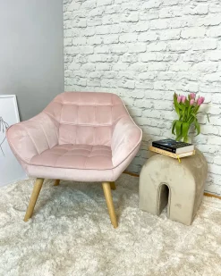 Beliani Nojatuoli Samettinen Vaaleanpunainen Karis Clearance