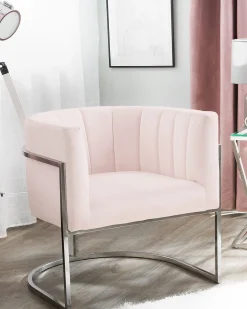 Beliani Nojatuoli Samettinen Vaaleanpunainen Larvik New