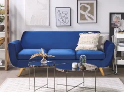 Beliani Paallinen 3-Istuttavaan Sohvaan Sininen Bernes Best