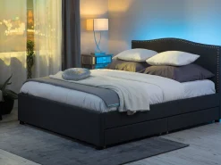 Beliani Parisanky Kangas Säilytystila Led-Valot Tummanharmaa 180 X 200 Cm Montpellier Online