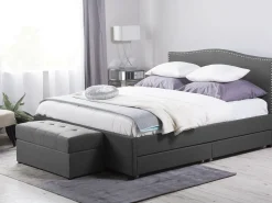 Beliani Parisanky Kangas Säilytystila Led-Valot Tummanharmaa 180 X 200 Cm Montpellier Online