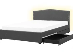 Beliani Parisanky Kangas Säilytystila Vaaleat Led-Valot Tummanharmaa 180 X 200 Cm Montpellier Outlet