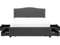 Beliani Parisanky Kangas Säilytystila Vaaleat Led-Valot Tummanharmaa 180 X 200 Cm Montpellier Outlet