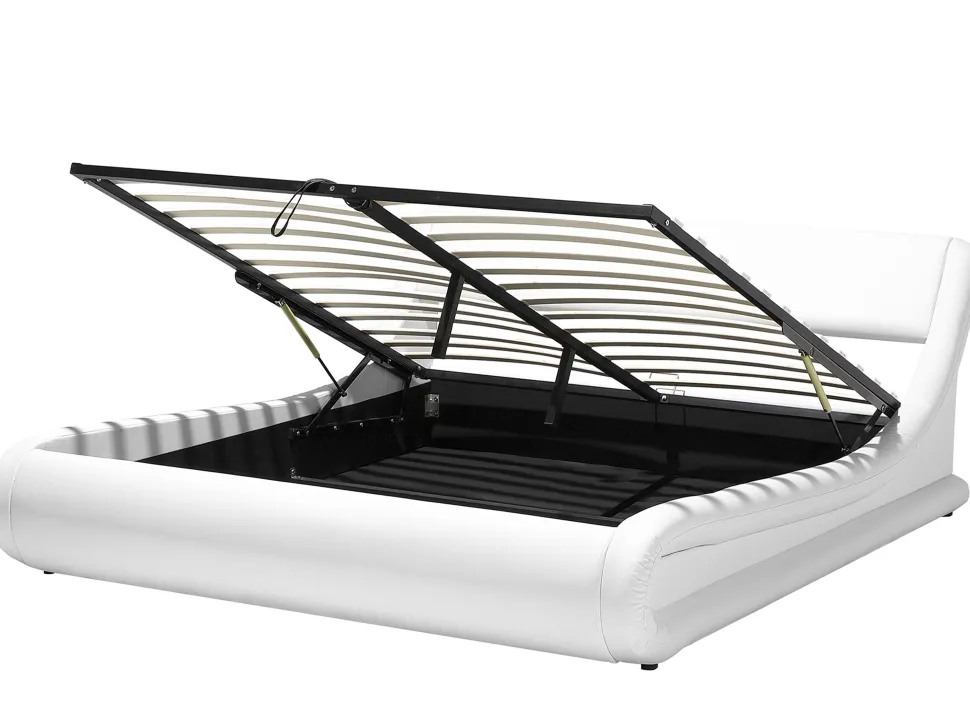 Beliani Parisanky Keinonahka Säilytystila Valkoinen 180 X 200 Cm Avignon Cheap