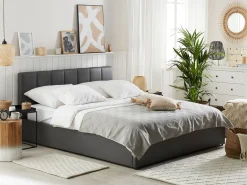 Beliani Parisanky Keinonahka Säilytystila Tummanharmaa 180 X 200 Cm Dreux Discount