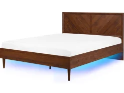 Beliani Parisanky Led-Valot Tumma Puu 160 X 200 Cm Mialet Store