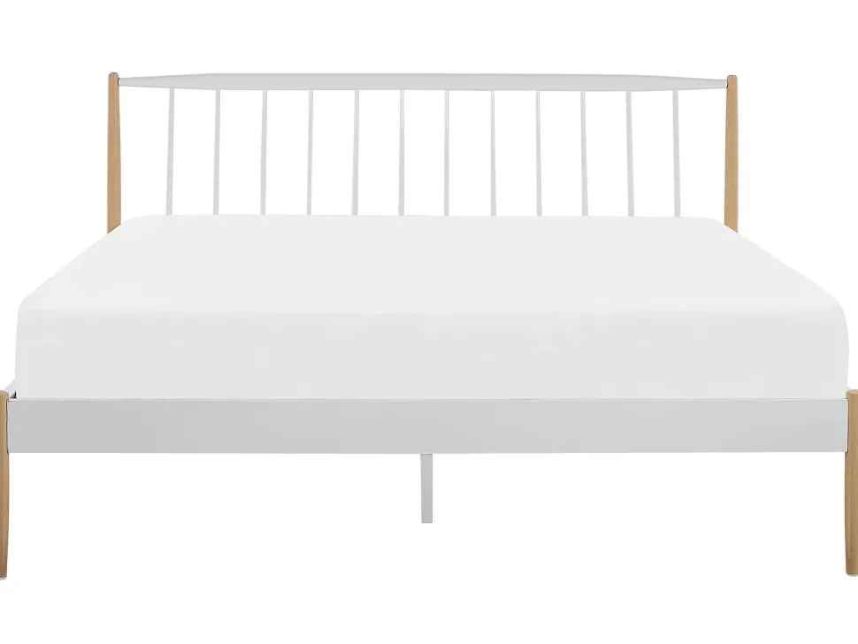 Beliani Parisanky Metalli Valkoinen/Vaalea Puu 180 X 200 Cm Maurs Sale