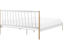 Beliani Parisanky Metalli Valkoinen/Vaalea Puu 180 X 200 Cm Maurs Sale