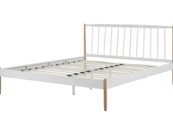 Beliani Parisanky Metalli Valkoinen/Vaalea Puu 180 X 200 Cm Maurs Sale