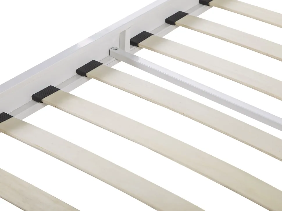 Beliani Parisanky Metalli Valkoinen/Vaalea Puu 180 X 200 Cm Maurs Sale