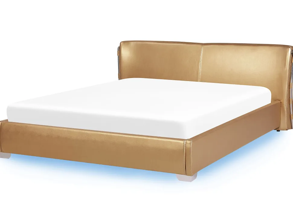 Beliani Parisanky Nahka Led-Valot Kulta 180 X 200 Cm Paris Fashion