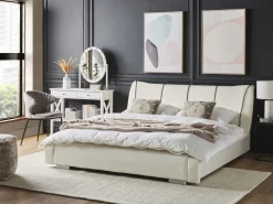 Beliani Parisanky Nahka Luonnonvalkoinen 180 X 200 Cm Nantes Best