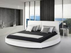 Beliani Parisanky Nahka Pyorea Valkoinen 180 X 200 Cm Laval Outlet