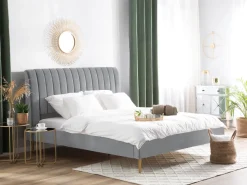 Beliani Parisanky Sametti Harmaa 180 X 200 Cm Marville Outlet