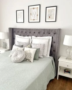 Beliani Parisanky Sametti Harmaa 180 X 200 Cm Lubbon Store