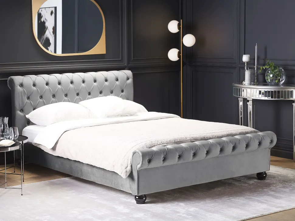 Beliani Parisanky Sametti Harmaa 180 X 200 Cm Avallon Best Sale