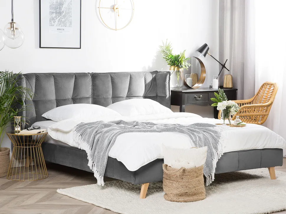 Beliani Parisanky Sametti Harmaa 160 X 200 Cm Senlis Flash Sale