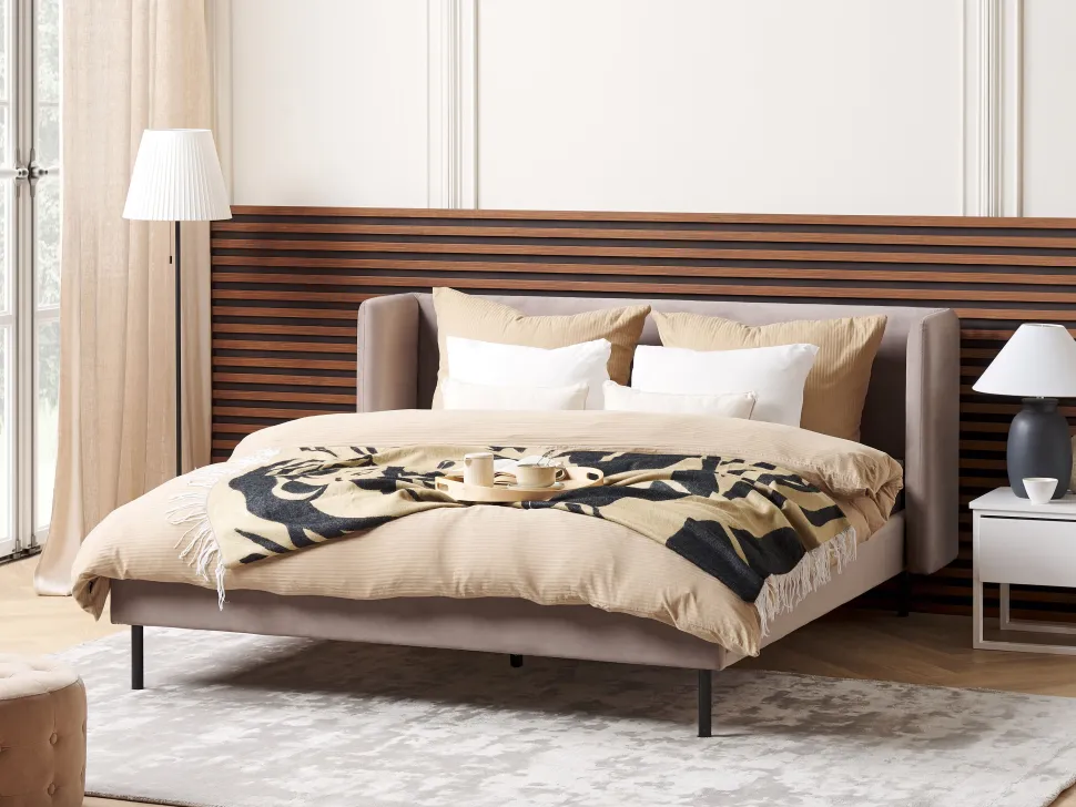 Beliani Parisanky Sametti Ruskeanharmaa 160 X 200 Cm Arette Flash Sale