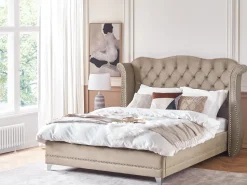 Beliani Parisanky Sametti Ruskeanharmaa 180 X 200 Cm Ayette Cheap