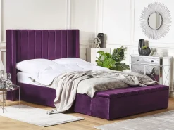 Beliani Parisanky Sametti Säilytystila Purppura 140 X 200 Cm Noyers Flash Sale