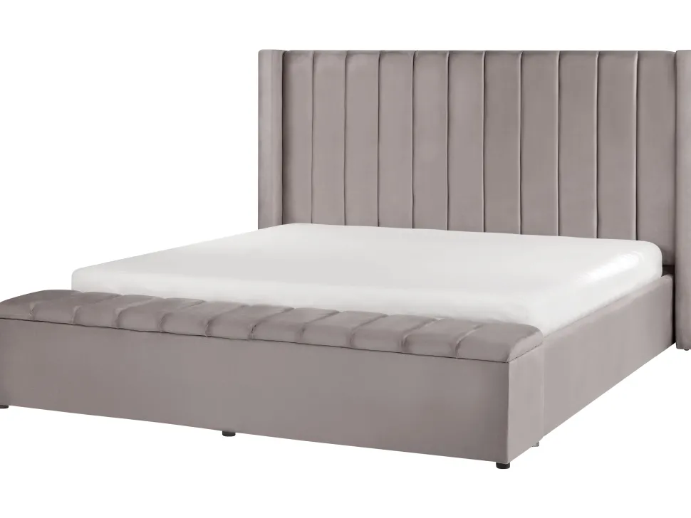 Beliani Parisanky Sametti Säilytystila Harmaa 180 X 200 Cm Noyers Cheap