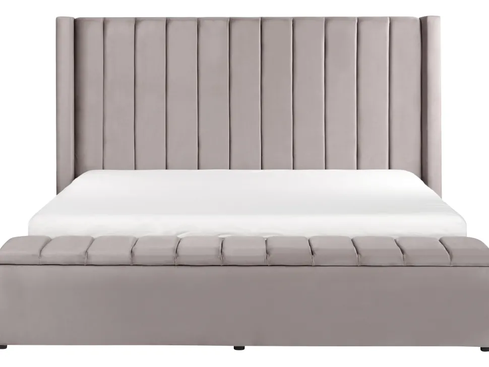 Beliani Parisanky Sametti Säilytystila Harmaa 180 X 200 Cm Noyers Cheap