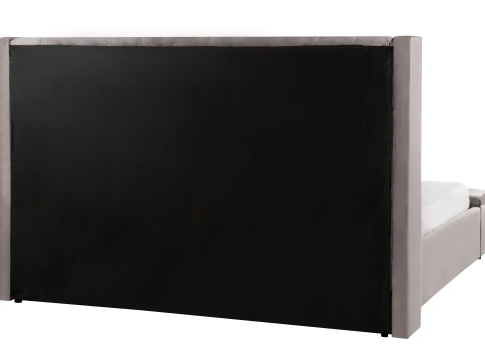 Beliani Parisanky Sametti Säilytystila Harmaa 180 X 200 Cm Noyers Cheap