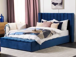 Beliani Parisanky Sametti Säilytystila Laivastonsininen 180 X 200 Cm Noyers Hot