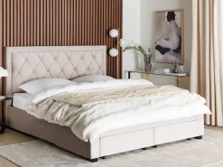 Beliani Parisanky Sametti Säilytystila Beige 180 X 200 Cm Lievin Shop