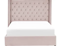 Beliani Parisanky Sametti Säilytystila Vaaleanpunainen 180 X 200 Cm Lubbon Fashion