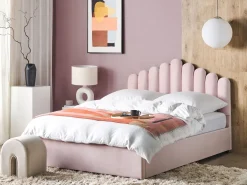 Beliani Parisanky Sametti Säilytystila Pastellipinkki 180 X 200 Cm Vincennes Clearance